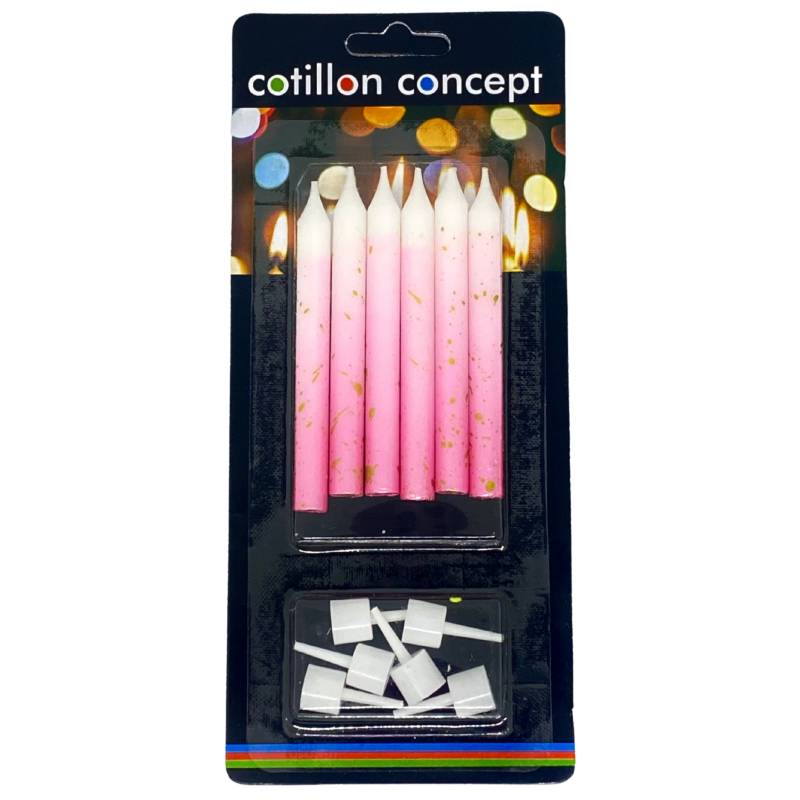 VELAS DEGRADE ROSAS BLISTER X6 UNIDADES