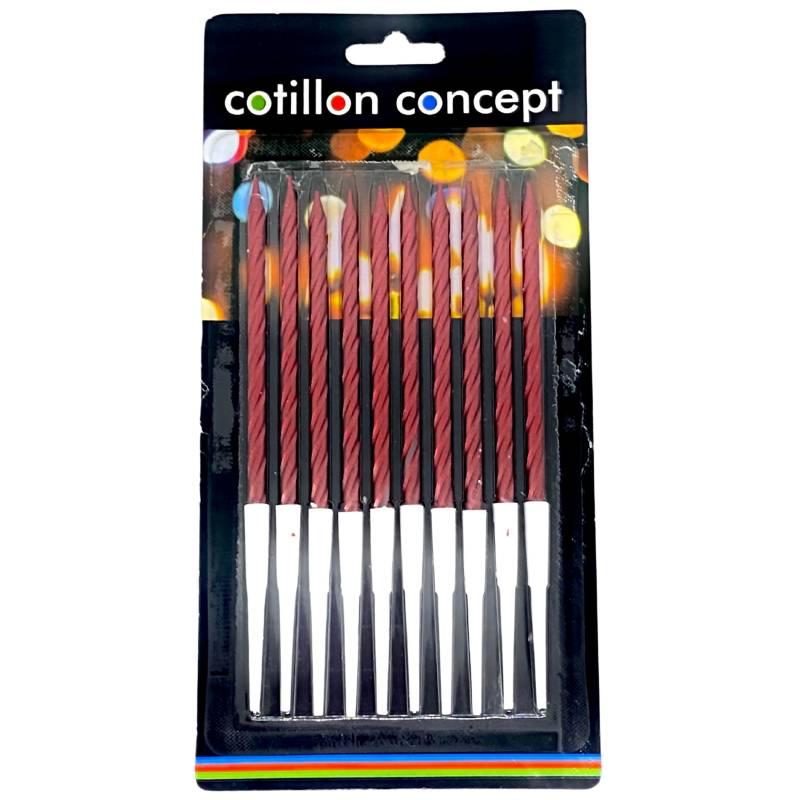 VELAS TORNEADAS ROJO BLISTER X10 UNIDADES