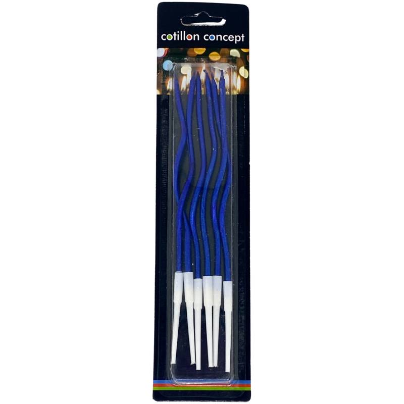 VELAS ONDULADAS AZUL BLISTER X6 UNIDADES