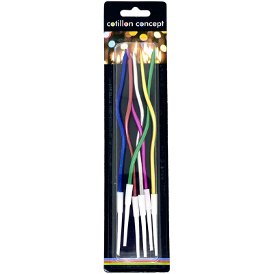 VELAS ONDULADAS MULTICOLOR BLISTER X6 UNIDADES