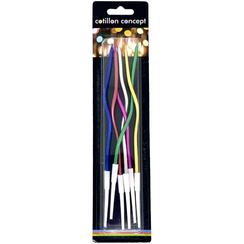 VELAS ONDULADAS MULTICOLOR BLISTER X6 UNIDADES