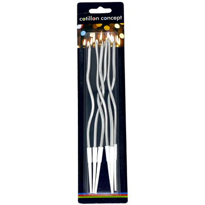 VELAS ONDULADAS PLATEADAS BLISTER X6 UNIDADES