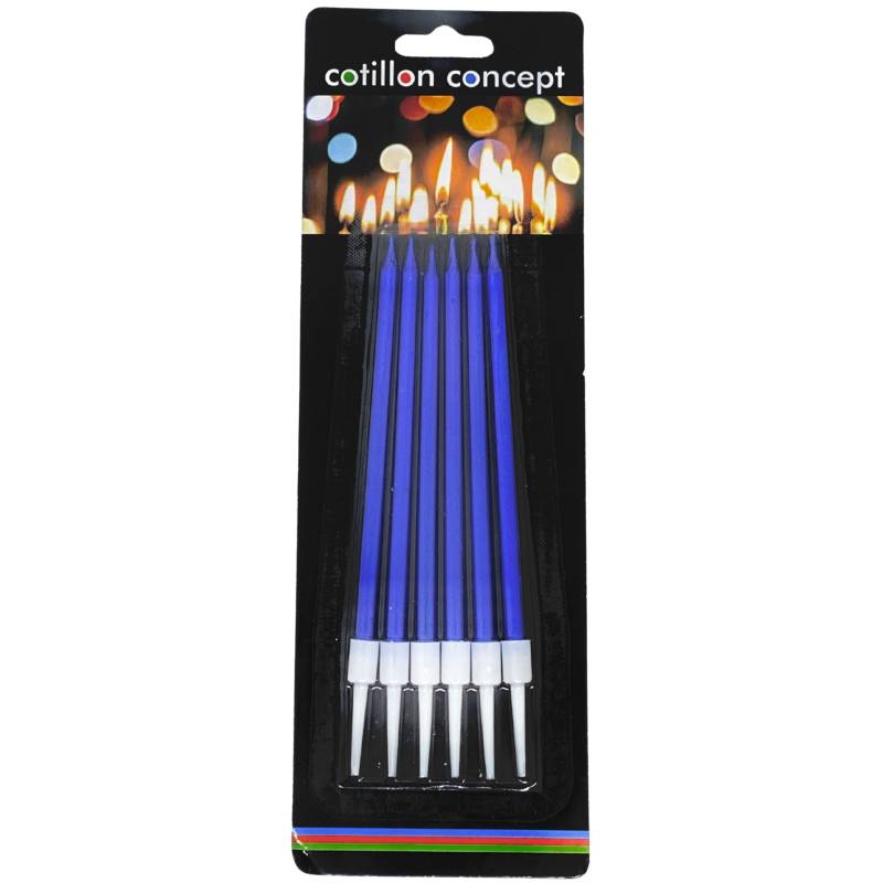 VELAS METALIZADAS AZULES BLISTER X6 UNIDADES
