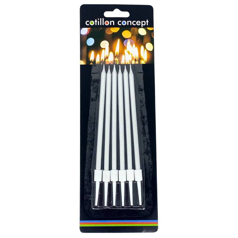 VELAS METALIZADAS PLATEADAS BLISTER X6 UNIDADES