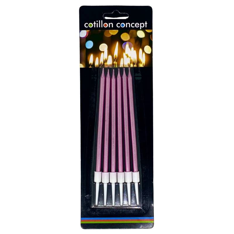 VELAS METALIZADAS ROSAS BLISTER X6 UNIDADES