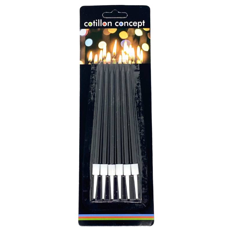 VELAS METALIZADAS NEGRAS BLISTER X6 UNIDADES