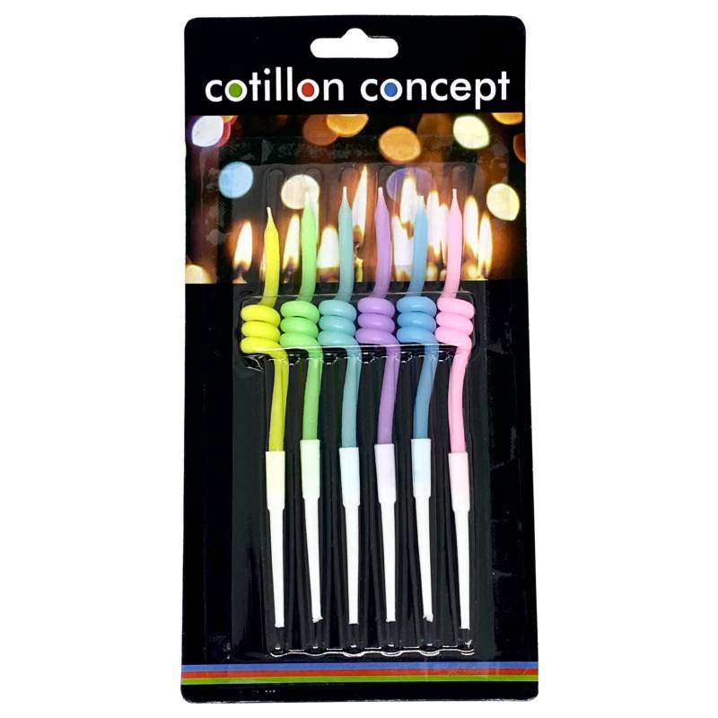 VELAS TIRABUZON MULTICOLOR PASTEL BLISTER X6 UNIDADES