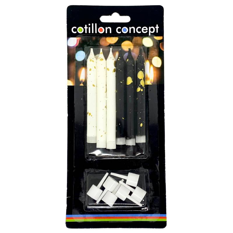VELAS COMBINADAS BLANCO Y NEGRO BLISTER X6 UNIDADES