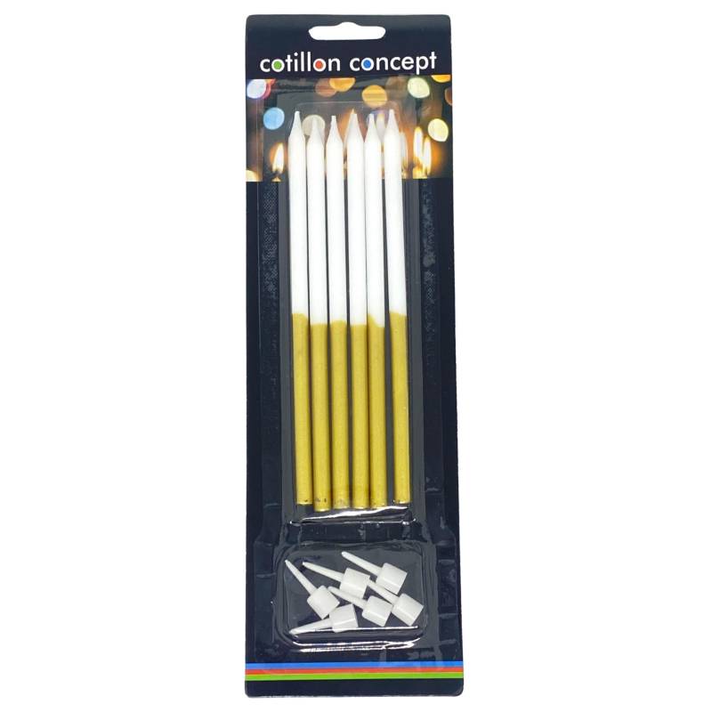 VELAS COMBINADAS BLANCO Y DORADO BLISTER X6 UNIDADES