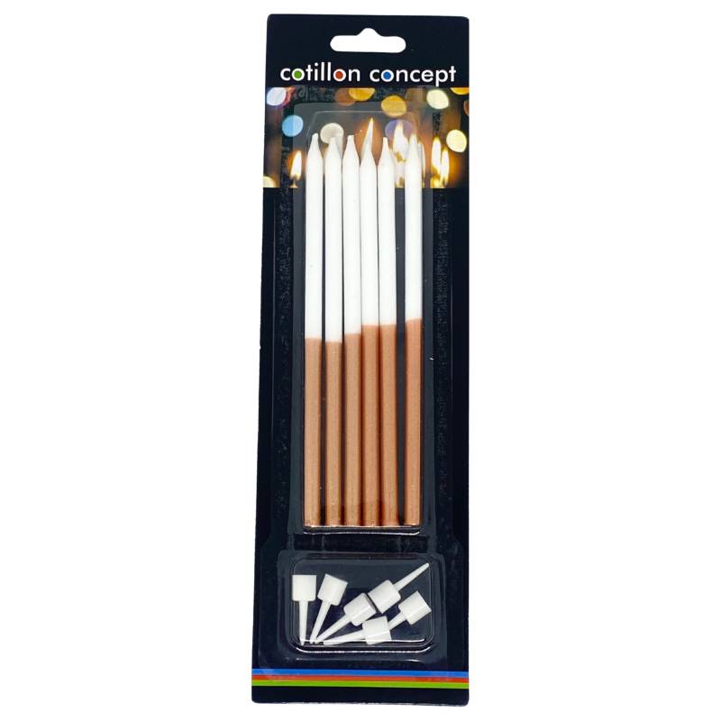 VELAS COMBINADAS BLANCO Y BRONCE BLISTER X6 UNIDADES