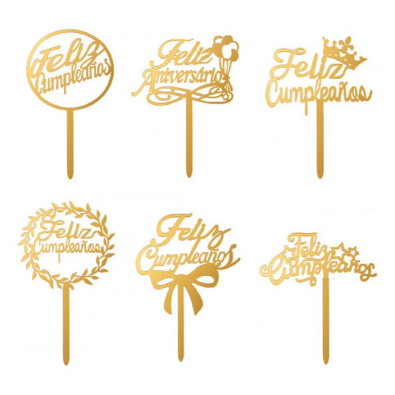 CARTELES SURTIDOS FELIZ CUMPLEAÑOS DORADOS X10 UNIDADES