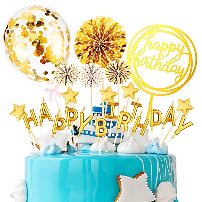 SET CAKE TOPPER DORADO