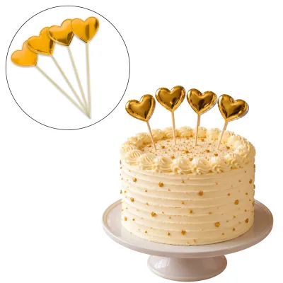 Cake Topper Corazones Dorados X10 Sets
