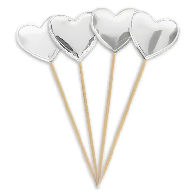 *Preventa* Cake Topper Corazones Plateados X10 Sets