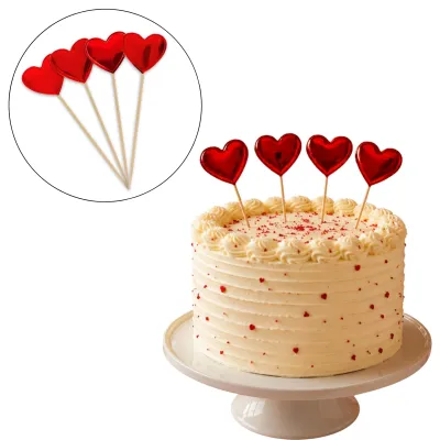 Cake Topper Corazones Rojos X10 Sets