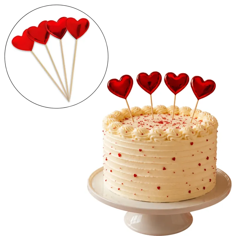 Cake Topper Corazones Rojos X10 Sets