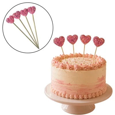 Cake Topper Corazones Gibreados Rosas