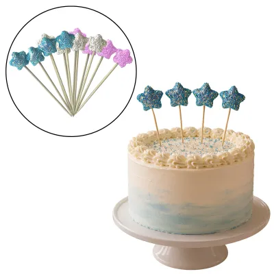 Cake Topper Estrellas Gibreadas X10 Packs En Colores Surtidos