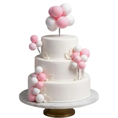 *Preventa* Cake Topper Ramo Bolitas Rosa Y Blanco