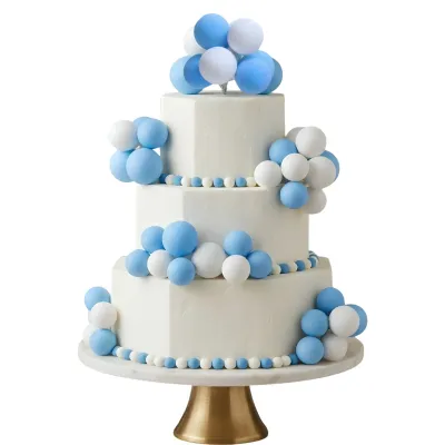 *Preventa* Cake Topper Ramo Bolitas Celeste Y Blanco