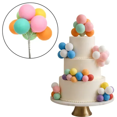 Cake Topper Ramo Bolitas Multicolor X10