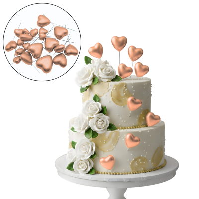 SET CAKE TOPPER CORAZONES VARIOS TAMAÑOS X12 ROSA GOLD