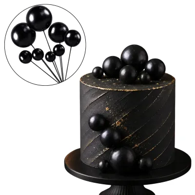 *Preventa* Set Cake Topper Bolitas X12 Unidades Color Negro