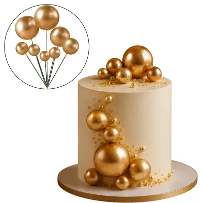 *Preventa* Set Cake Topper Bolitas X12 Unidades Color Dorado