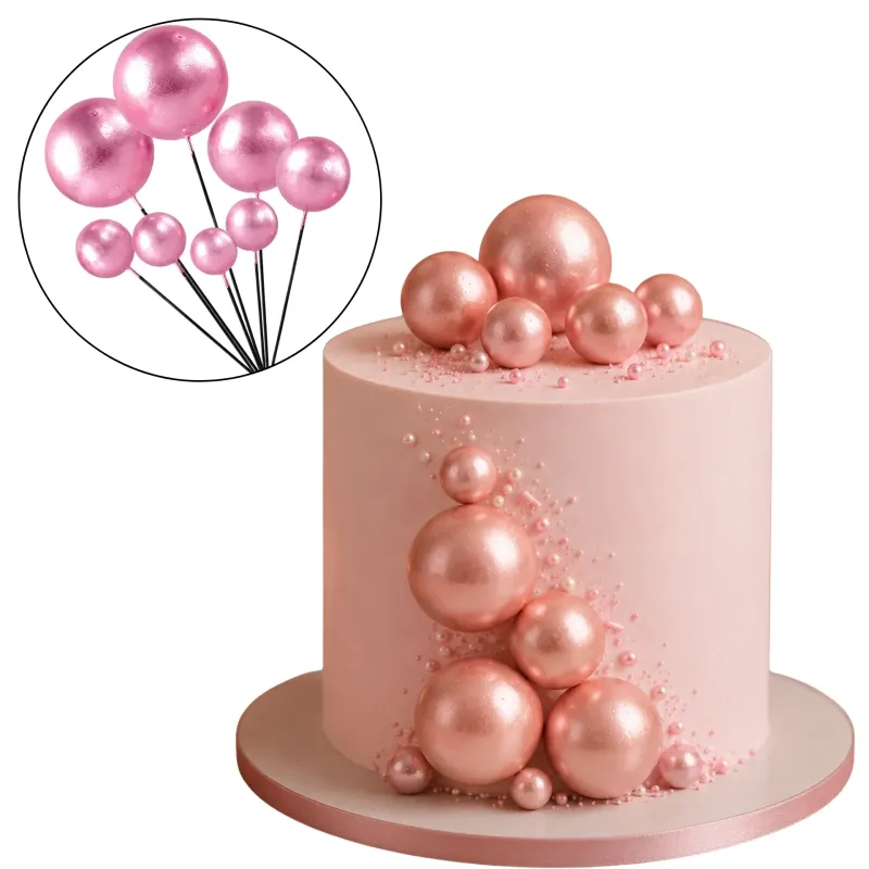 *Preventa* Set Cake Topper Bolitas X12 Unidades Color Rosa