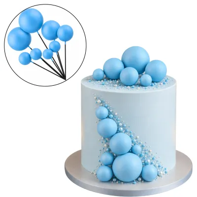 Set Cake Topper Bolitas X12 Unidades Color Celeste