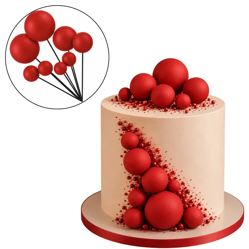 Set Cake Topper Bolitas X12 Unidades Color Rojo