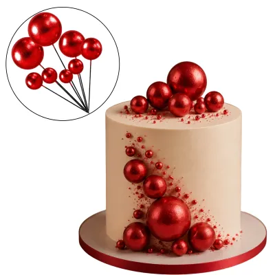 *Preventa* Set Cake Topper Bolitas X12 Unidades Color Rojo