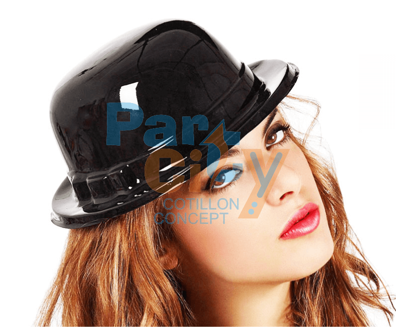 SOMBRERO BOMBIN NEGRO DE PLASTICO