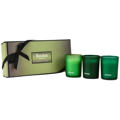 BOX DE VELAS AROMATICAS COLOR VERDE X3 UNIDADES