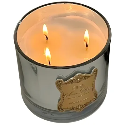 VELA AROMÁTICA CON ETIQUETA DELUXE PLATA X3 UNIDADES