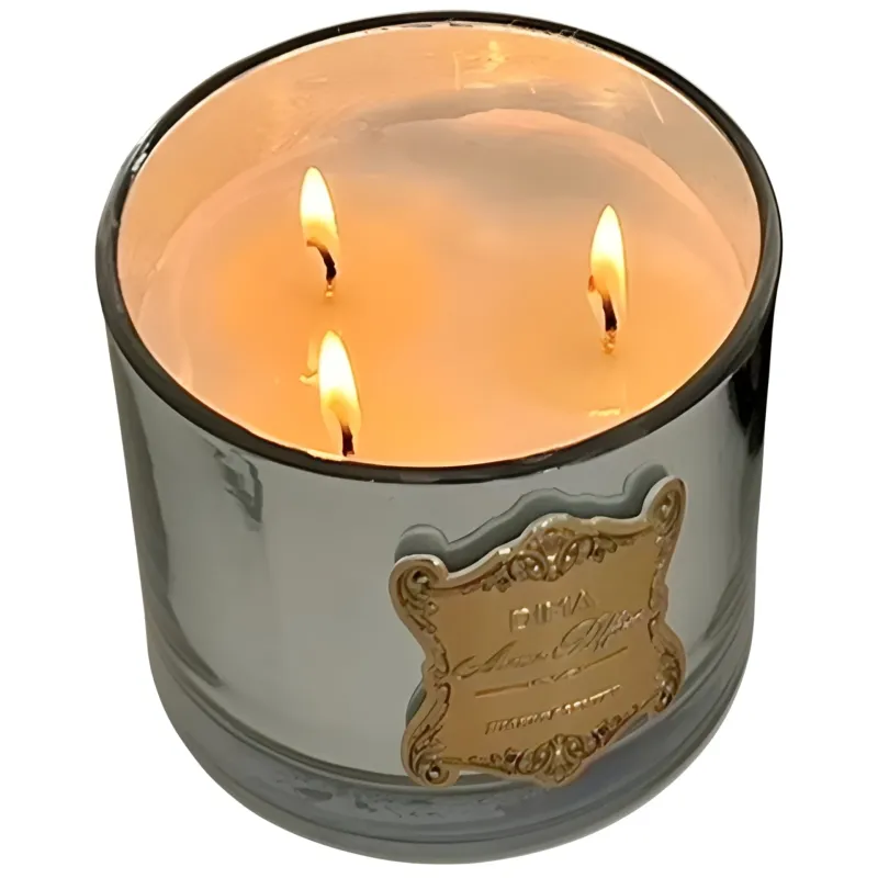 VELA AROMÁTICA CON ETIQUETA DELUXE PLATA X3 UNIDADES
